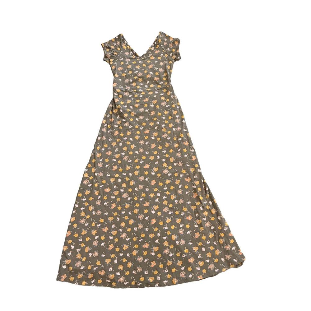 Pact Womens Organic Cotton Fitted Cross Back Dress Floral Cut Out Stretch M